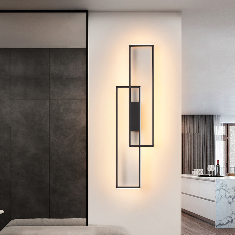 مصباح حائط LED من السيليكون الحديدي بتصميم مستطيل عصري بسيط لغرفة المعيشة