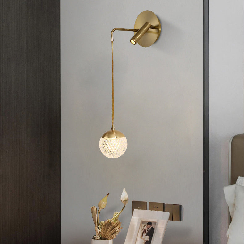 مصباح حائط LED عصري من الحديد الأكريليك على شكل كرة، مصباح حائط LED واحد، مصباح حائط بجانب السرير
