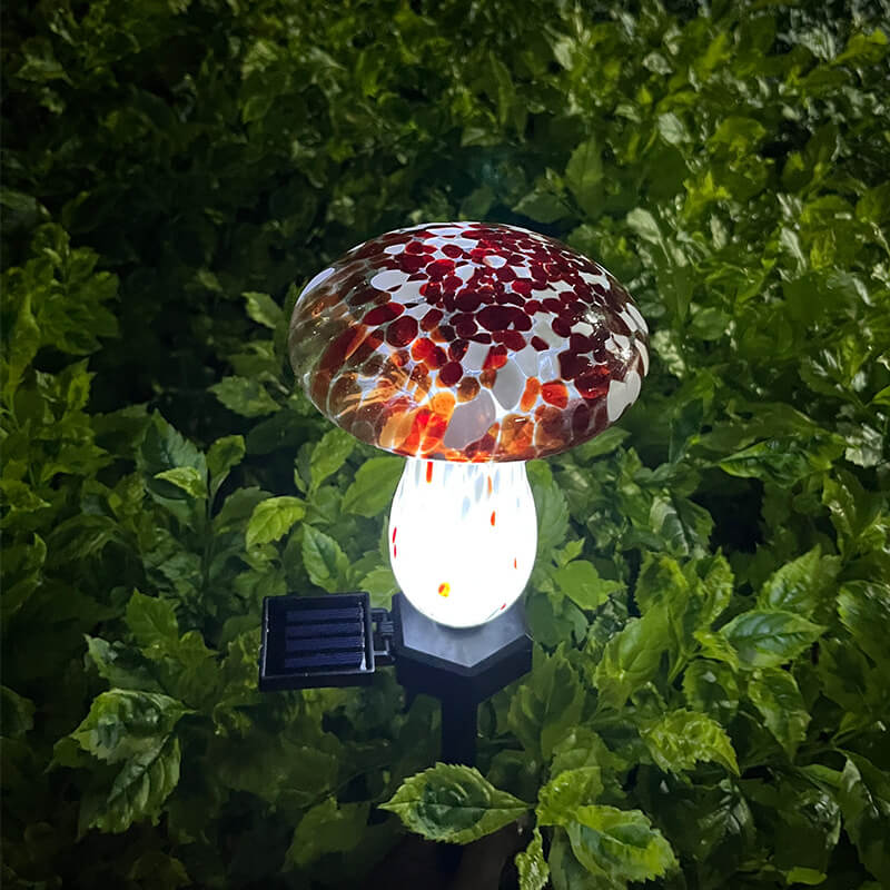 現代的でクリエイティブなカラフルなキノコ型ガラスLEDソーラー防水芝生挿入ライトガーデン用