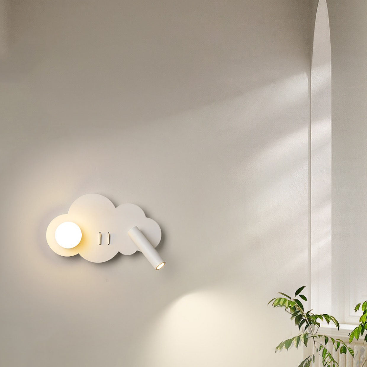 مصباح حائطي LED دوار على شكل سحابة من الألومنيوم والأكريليك بتصميم عصري بسيط لغرفة النوم