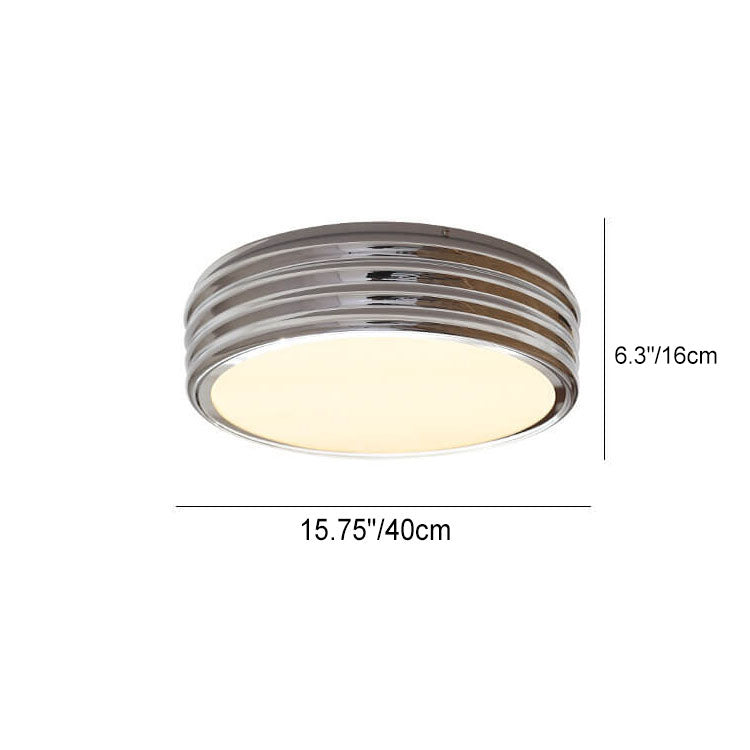 Nordic Vintage Chrome Multi-Layer Drum LED Flush Mount Ceiling Light