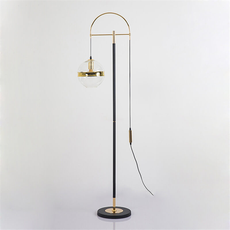 Modern Minimalist Fishing Rod Ball Iron Glass Marble 1-Light Standing Floor Lamp