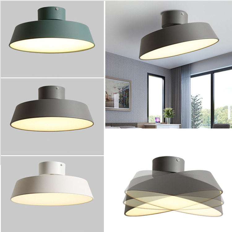 Nordic Minimalist Round Pot Iron LED Flush Mount Ceiling Light