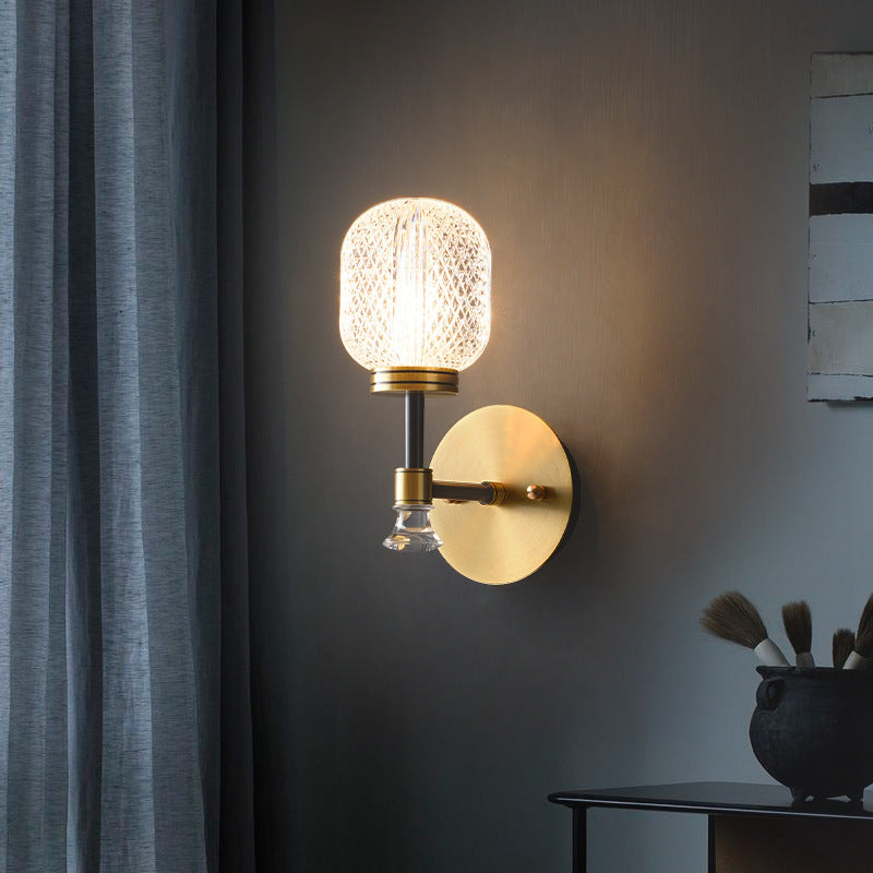 مصباح حائطي عصري فاخر بقاعدة بيضاوية من النحاس ومزود بإضاءة واحدة