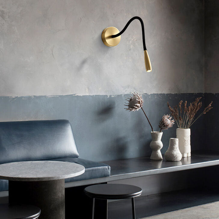 Simple Hose Spotlight Brass LED Reading Wall Sconce Lamp