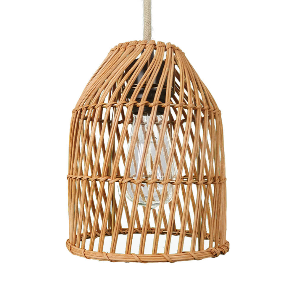 Vintage Rattan Weaving Dome Column 1-Light Pendant Light