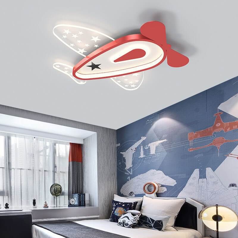 Cartoon Creative Aircraft Iron Acrylic Kids LED Flush Mount Ceiling Light