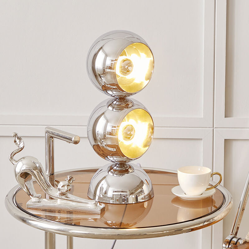 Nordic Minimalist Chrome Metal Orb 1/2/3 Light Table Lamp
