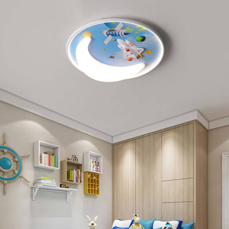 Nordic Minimalist Cartoon Resin Round LED Flush Mount Ceiling Light
