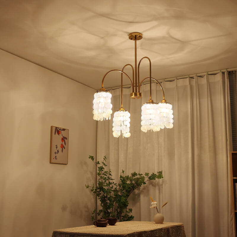 Modern Light Shell Shade Hardware 4/6 Light Chandelier