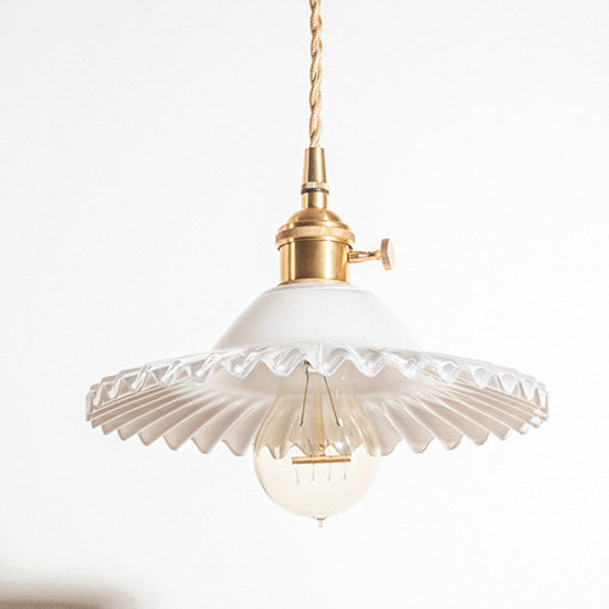 Textured Glass 1-Light Dome Lace Pendant Light