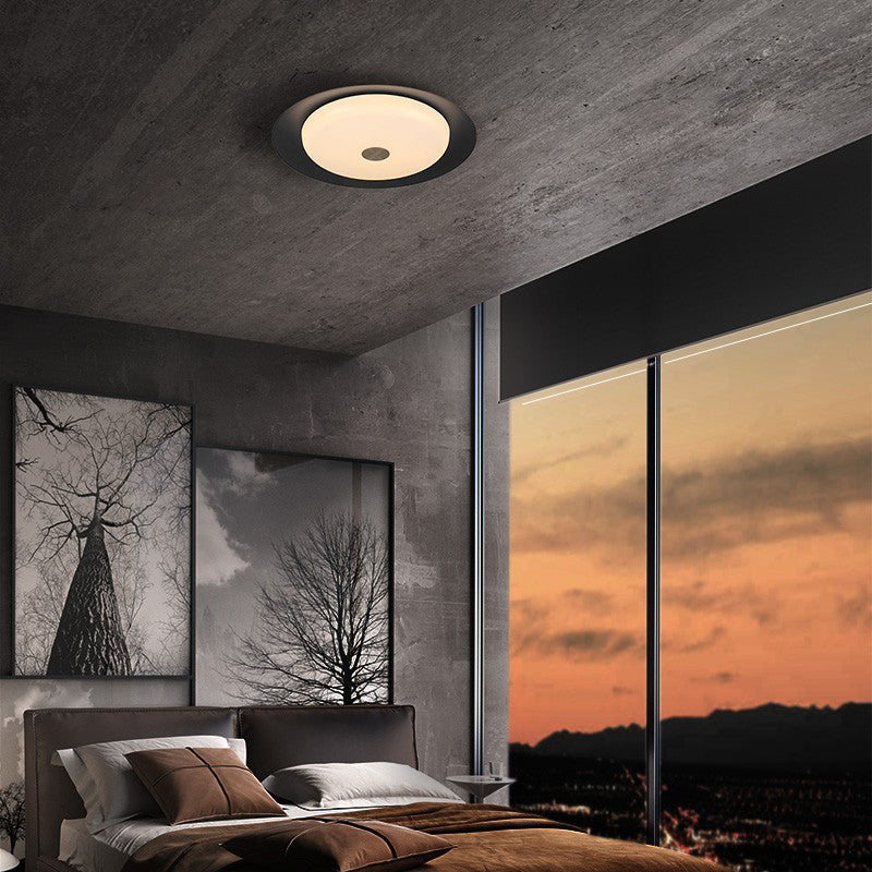 Contemporary Scandinavian Round Aluminum Acrylic Copper LED Semi-Flush Mount Ceiling Light For Living Room