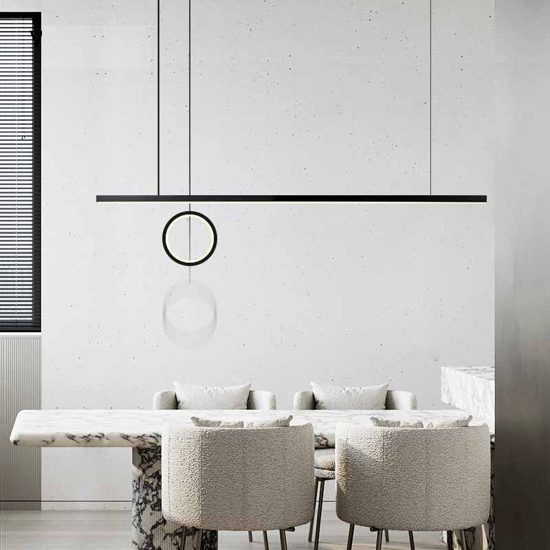 Modern Minimalist Strip Circle Brass Acrylic LED Island Light Chandelier For Dining Room