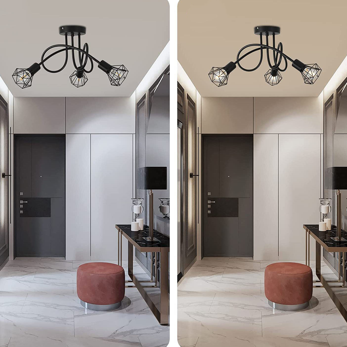 Nordic Light 高級ダイヤモンド分子アルミニウム 3灯 セミフラッシュマウントシーリングライト