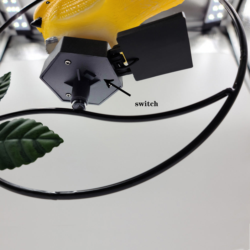 Modern Art Deco Solar Waterproof Iron Resin Plastic Bird Round LED Pendant Light For Garden