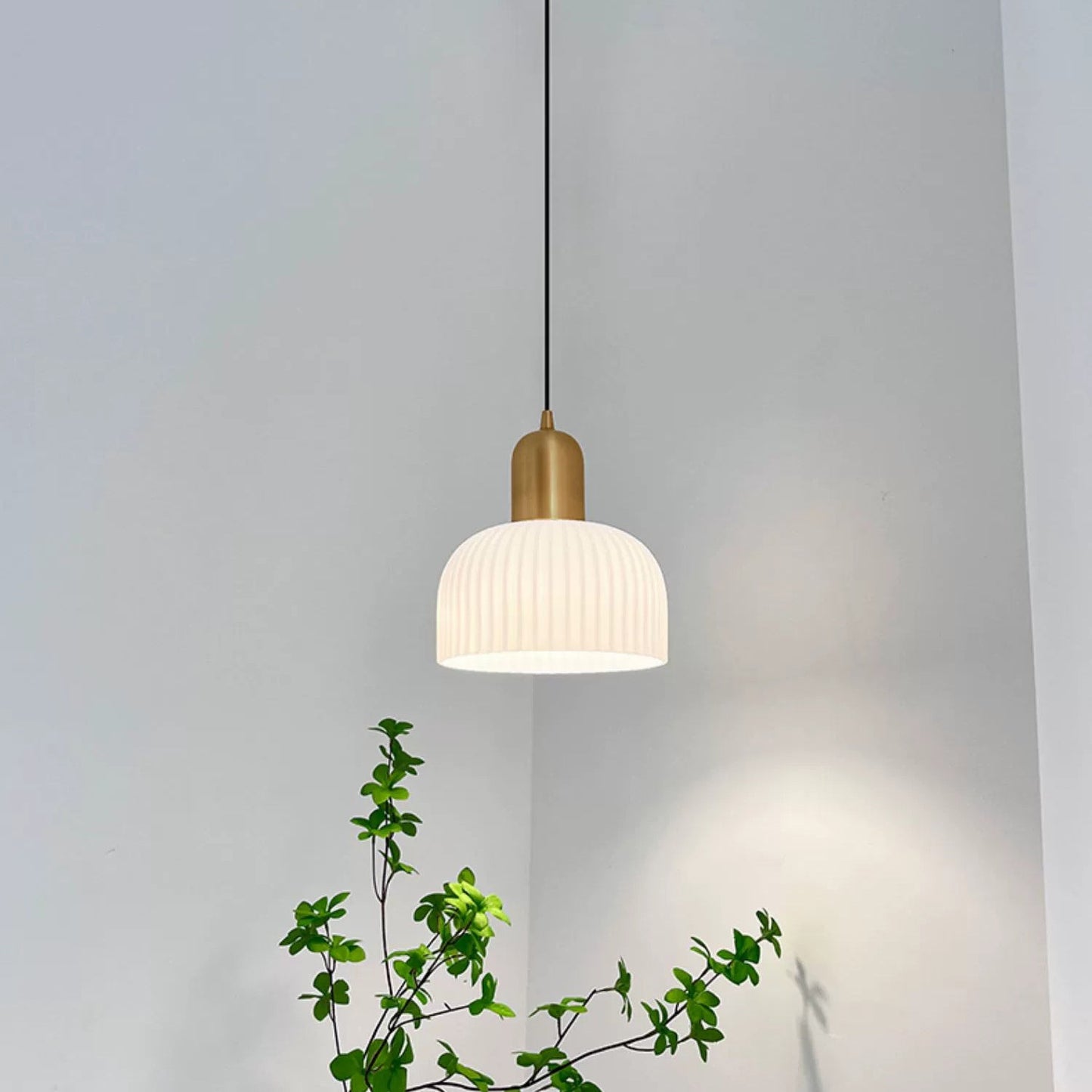 Traditional Japanese Copper Ceramic Hemispheric 1-Light Pendant Light For Dining Room