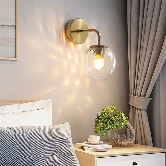 Contemporary Scandinavian Round Ball Iron Glass 1-Light Wall Sconce Lamp For Bedroom