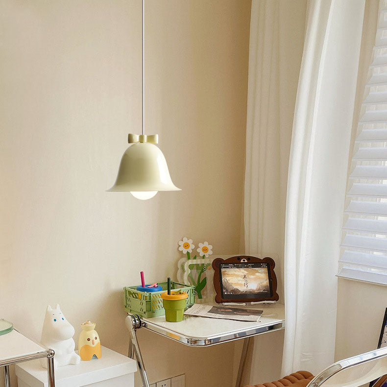 Modern Minimalist Bow Bells Iron 1-Light Pendant Light For Bedroom
