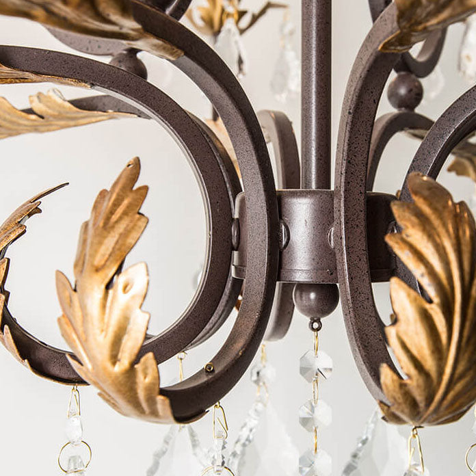 インダストリアル ヴィンテージ クリスタル シャンデリア 錆びた鉄製ランプアーム 6/8 ライト シャンデリア