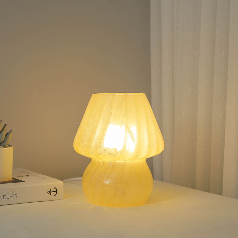 Modern Simplicity Glass Mushroom 1-Light Table Lamp For Bedroom