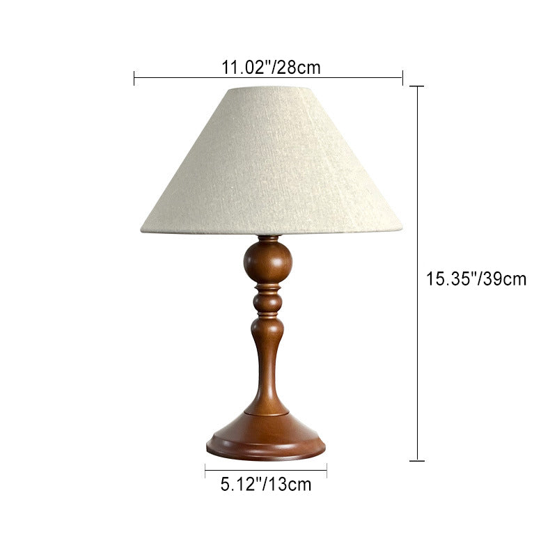 Traditional Vintage Dome Bamboo Fabric 1-Light Table Lamp For Bedroom