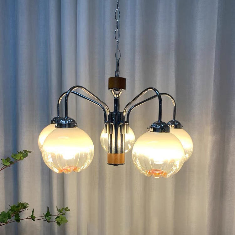 Contemporary Vintage Pod Iron Glass 3/4/5 Light Chandelier For Living Room