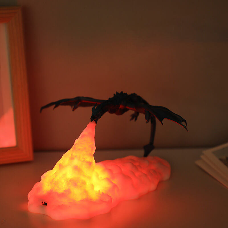 Creative 3D Printed Volcano Dragon LED Night Light Table Lamp