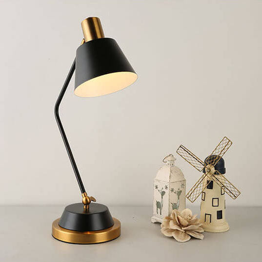 Nordic Simple Cone Shade Bend Arm 1-Light Table Lamp