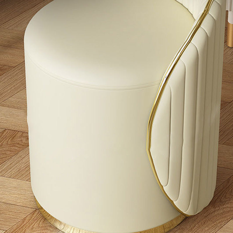Modern Minimalist Cylinder Iron Nappa Leather Vanity Stool Backrest For Bedroom