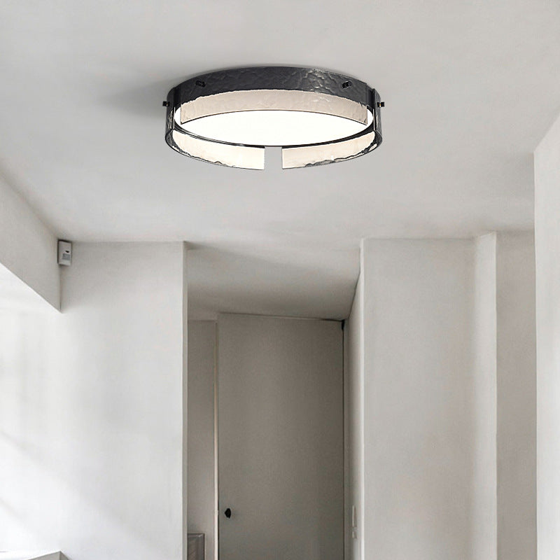 Modern Minimal Round Copper Glass LED Flush Mount Lighting