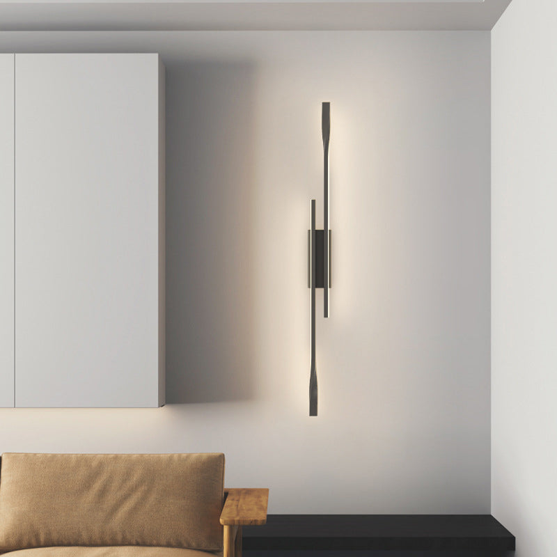 مصباح حائط LED من السيليكون بخط مستقيم من الألومنيوم بتصميم عصري بسيط لغرفة المعيشة