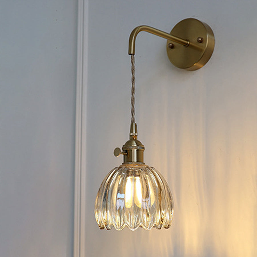 Modern Art Deco Flower Bud Glass Shade 1-Light Wall Sconce Lamp For Living Room