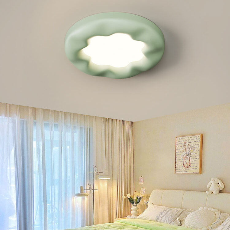 Modern Cream Flower Design Resin Acrylic LED Flush Mount Ceiling Light
