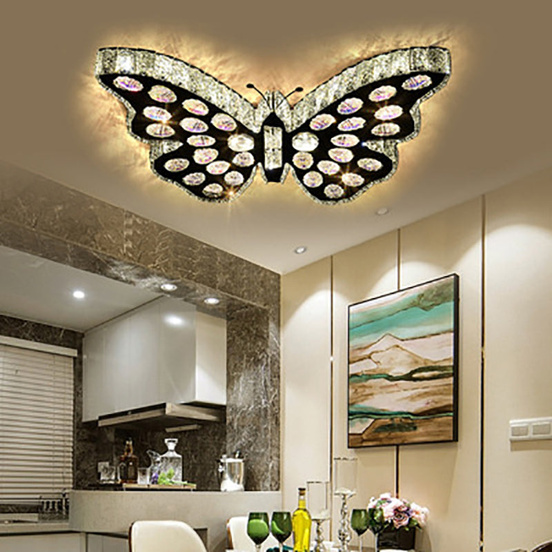 Modern Art Deco Butterfly Crystal Hardware LED Chandelier For Living Room