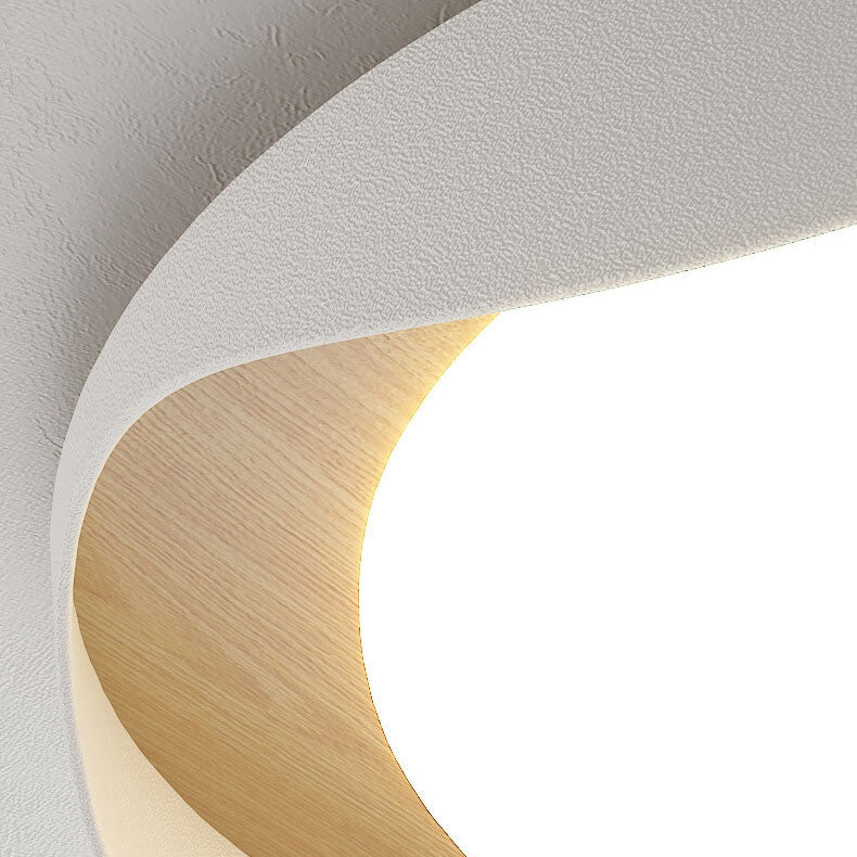 Modern Creative Round Ripple Pure White Iron Acrylic LED Flush Mount Light
