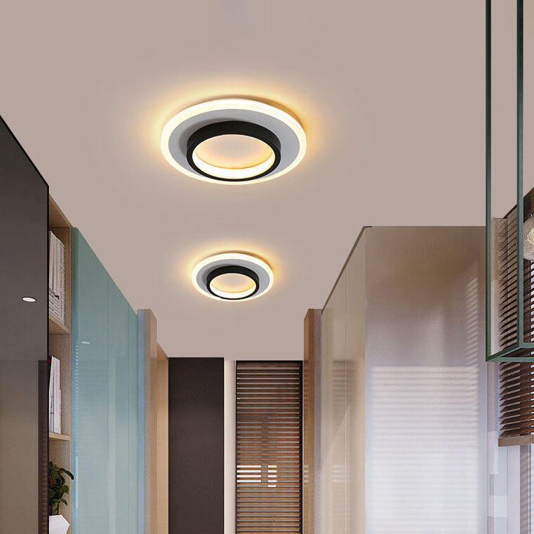 Modern Round Square Black White Iron Acrylic LED Flush Mount Light
