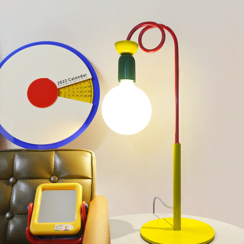 Contemporary Creative Colorblock Geometric Iron Spiral Strip Design 1/2-Light Table Lamp For Bedroom
