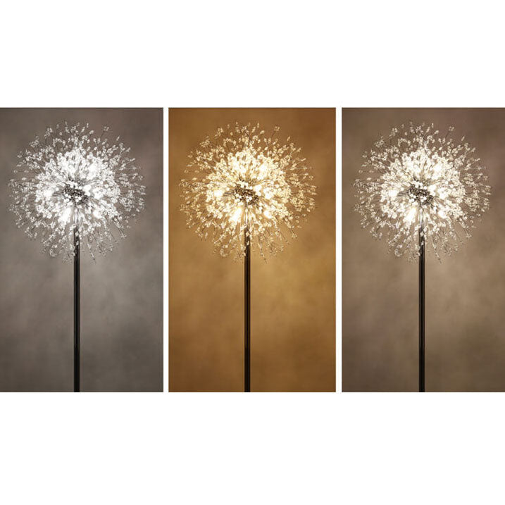 Modern Creative Dandelion Shade Crystal Aluminum Marble Base 8/9-Light Standing Floor Lamp