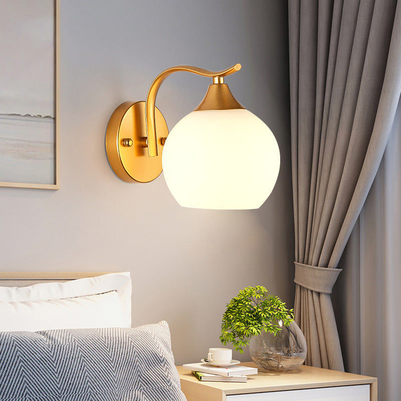 Modern Simplicity Iron Glass Ball 1/2 Light Wall Sconce Lamp For Bedside