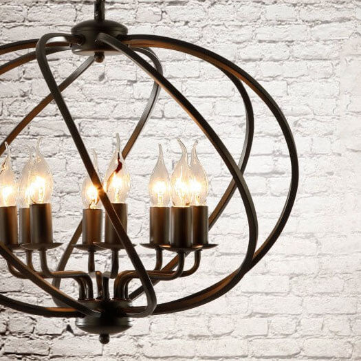 インダストリアルヴィンテージアイアンパンプキンキャンドル8灯シャンデリア