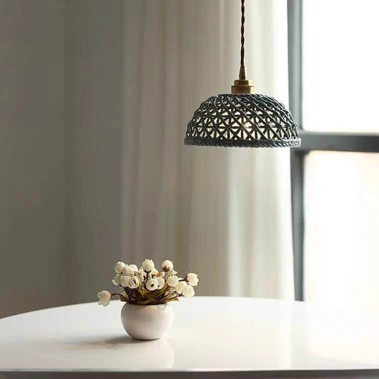 Vintage Ceramic Lattice Design 1 - Light Pendant Light