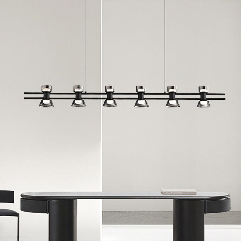 Modern Minimalist Long Copper Glass LED Island Light Pendant Light For Dining Room