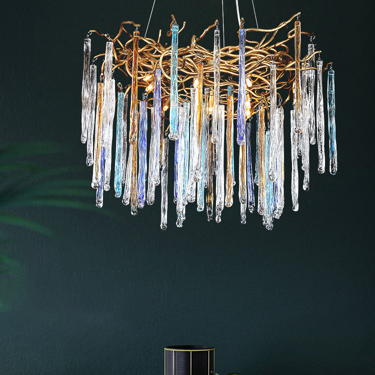 現代的な高級クリスタルブランチガラスアルミニウム鉄6/8/10ライトシャンデリア寝室用