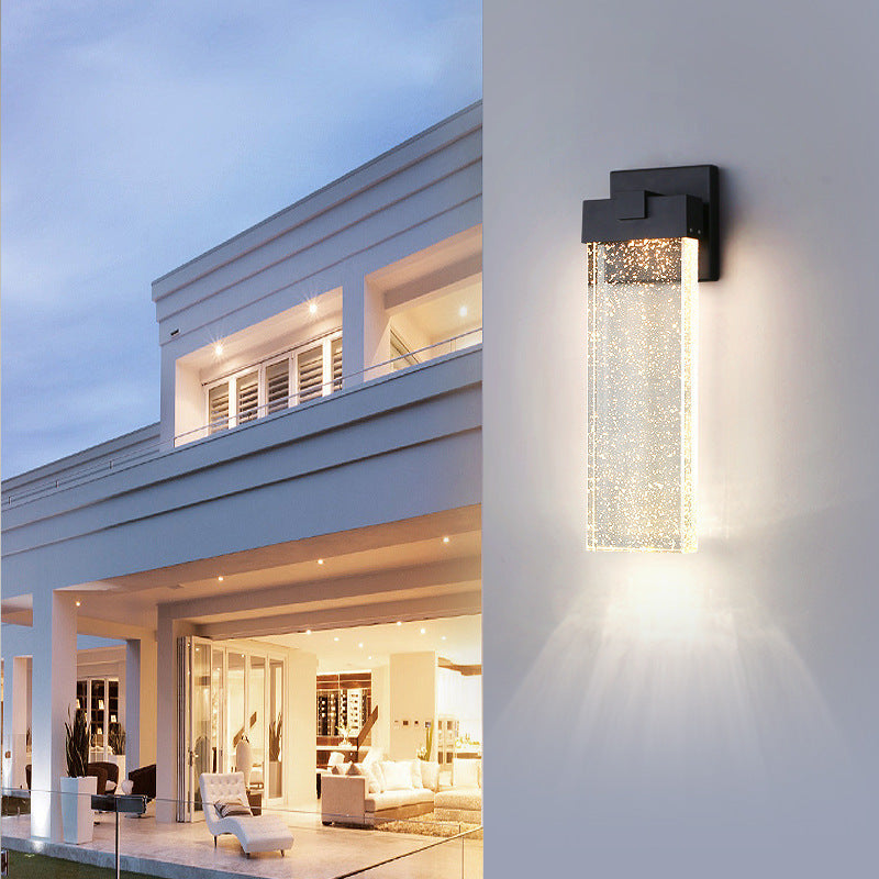 Modern Simplicity Waterproof Aluminum Crystal Rectangular LED Wall Sconce Lamp For Outdoor Patio