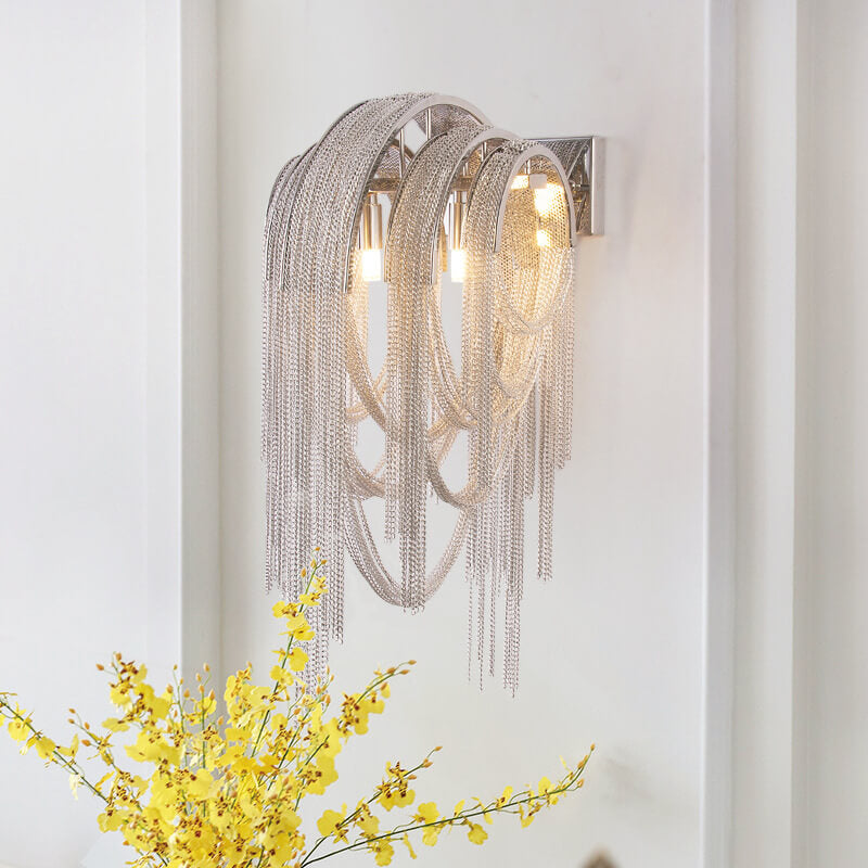 Postmodern Luxury Aluminum Chain Tassel 2-Light Wall Sconce