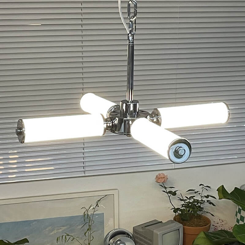 Industrial Stainless Steel Branch Design 4-Light LED Chandelier
