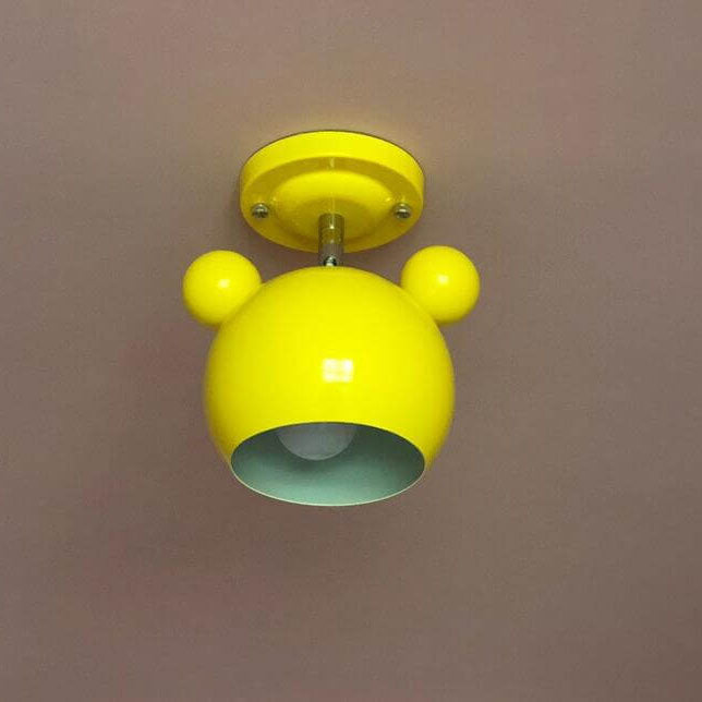 Nordic Cartoon Dome Shape Iron 1-Light Semi-Flush Mount Ceiling Light