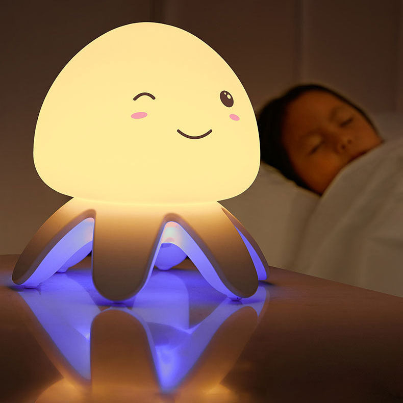 クリエイティブシリコンクラゲ音楽USB充電式リモコンLEDナイトライトテーブルランプ