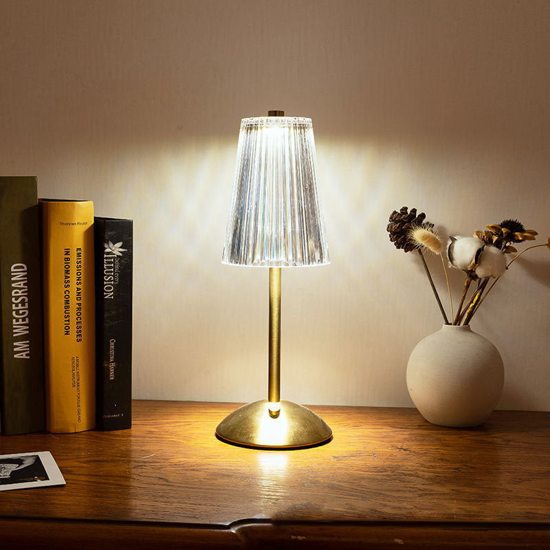 Traditional Vintage Flower Metal Acrylic LED Table Lamp For Bedroom