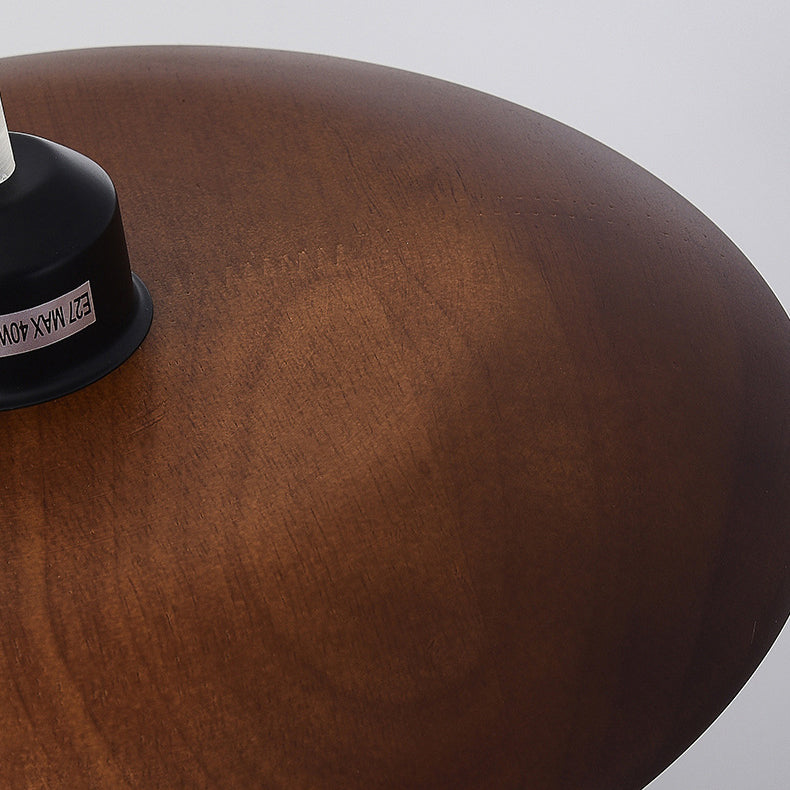 مصباح معلق تقليدي من الحديد على شكل كرة مخروطية خشبية من الحديد بمصباح واحد لغرفة الطعام